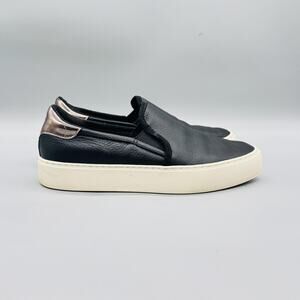 UGG Shoes Women 9 Black Leather Slip On Platform Walking Sneakers Casual Comfort